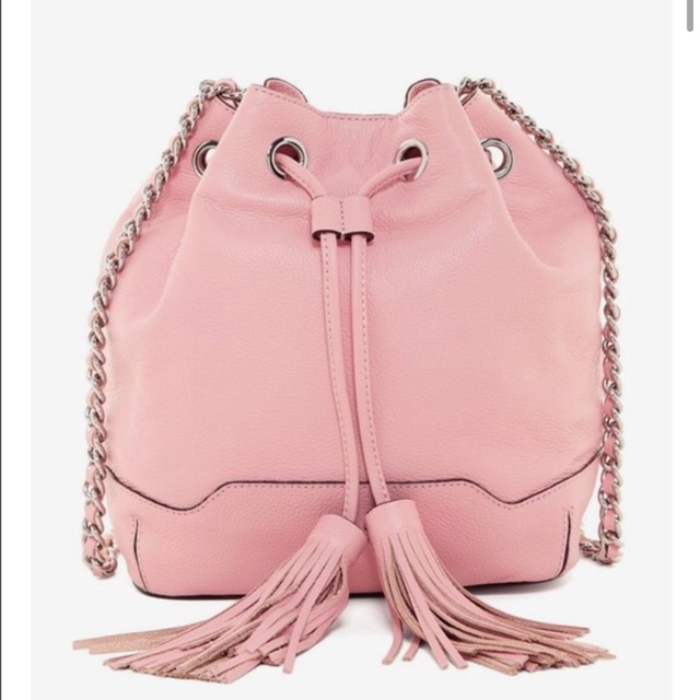 Like New! Rare 🎀 Rebecca Minkoff Pink Leather Full Size Lexie Tassel Bucket Bag! - Picture 2 of 15